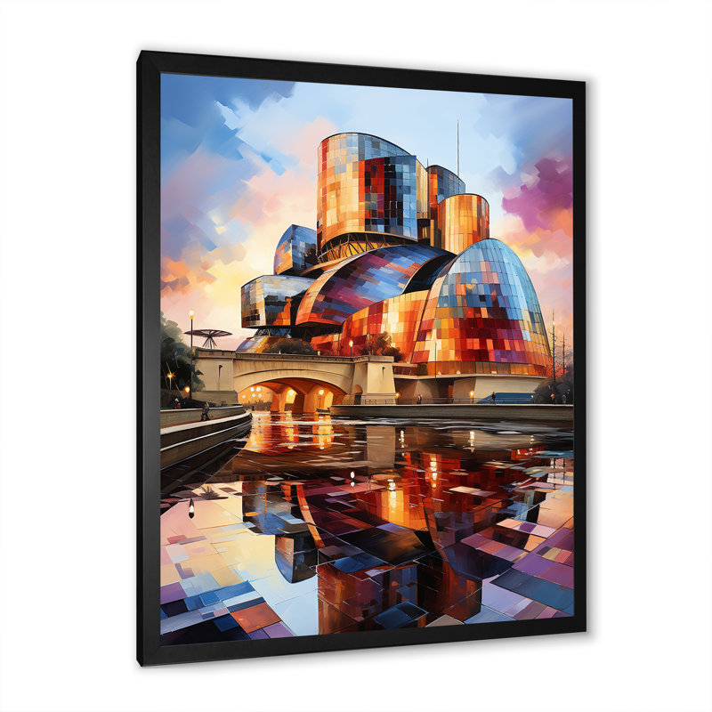 Espagne, musée Guggenheim à Bilbaoin V - décoration murale paysages urbains, H 32 po x l 24 po x P 1 po, Cadre photo noir