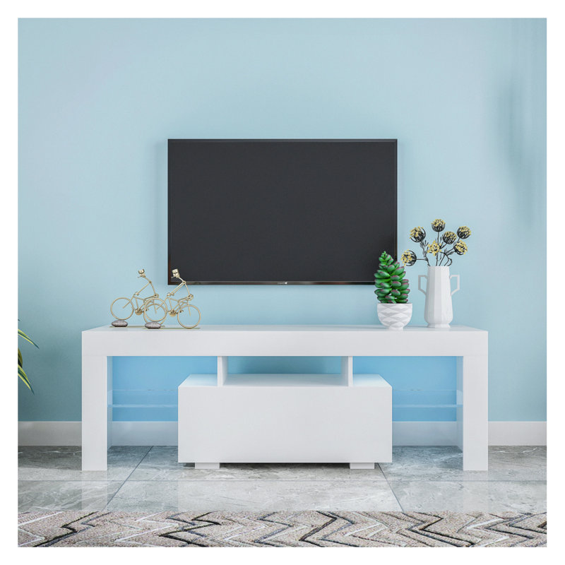 Meuble télé YSVIGI avec lumières DEL, grand meuble télé et meuble de rangement multimédia pour une installation de divertissement moderne