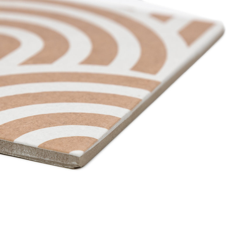 Verity Waves 8" x 8" Patterned Porcelain Floor and Wall Tile, Cotto