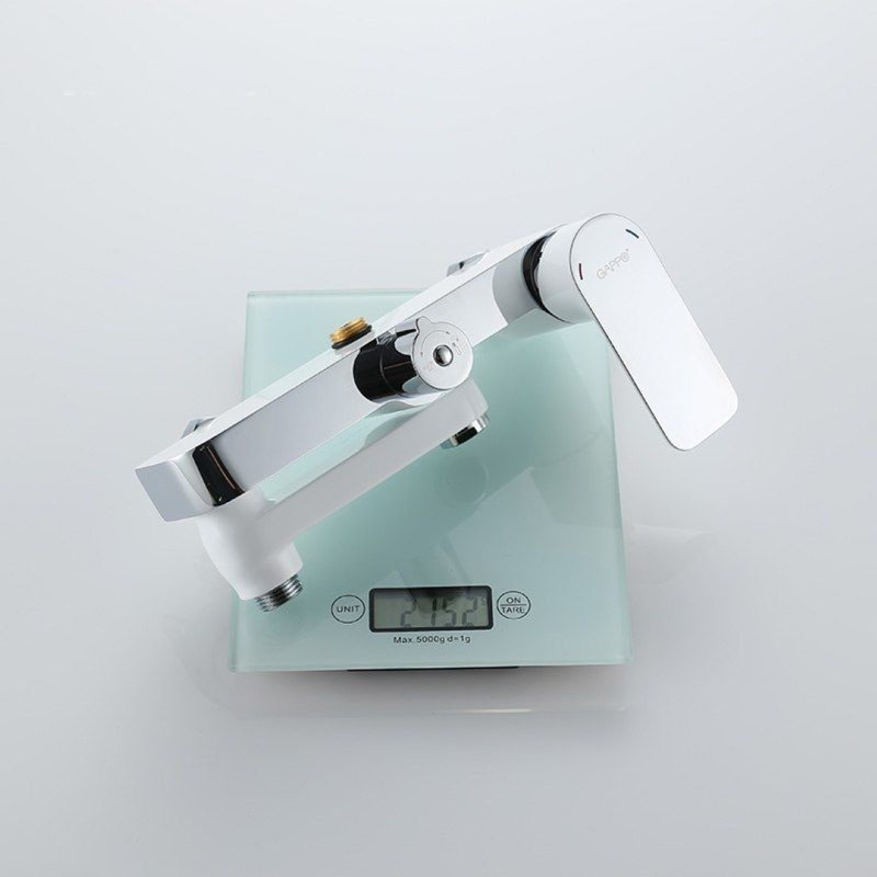 Juno Beautiful Square Contemporary Chrome & White Single Handle Bathroom Shower Set
