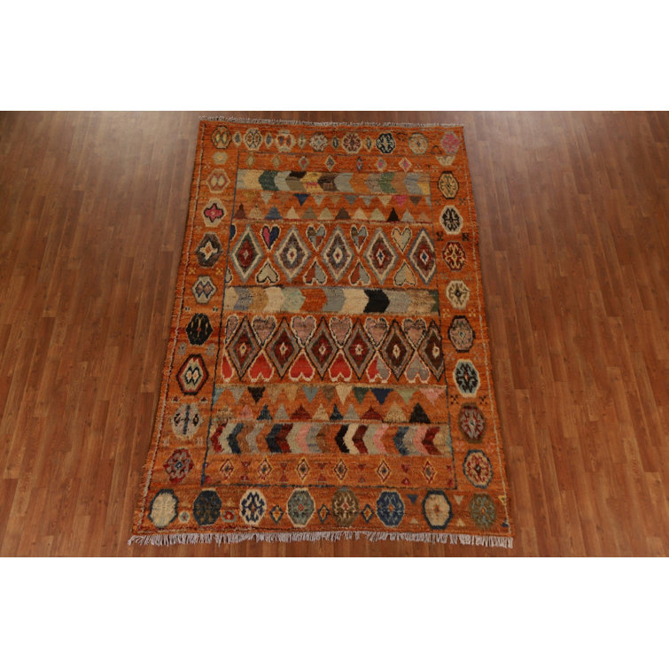 Tribal Geometric Moroccan Area Rug 6x8 Hand-Knotted Wool Carpet