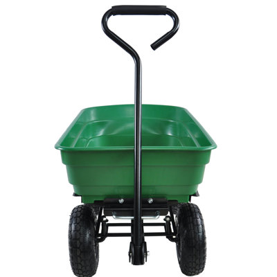 Heavy-duty Garden Cart - 10 Inch Tire, 300 Lbs Capacity, 75l Body, 180 Degree Handle Turn, Grass Steel Frame Dump 300lb Load 10" Rotation,