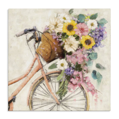 Flower Swathed Bicycle Canvas Wall Art by Nina Blue