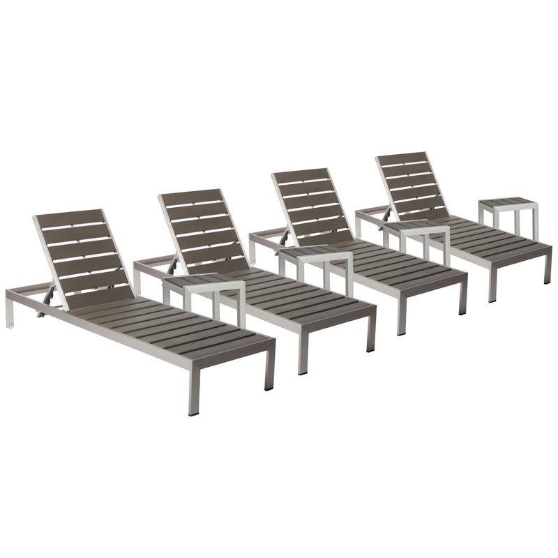 Aynura 8 Piece 76'' Long Reclining Chaise Lounge Set, Gray