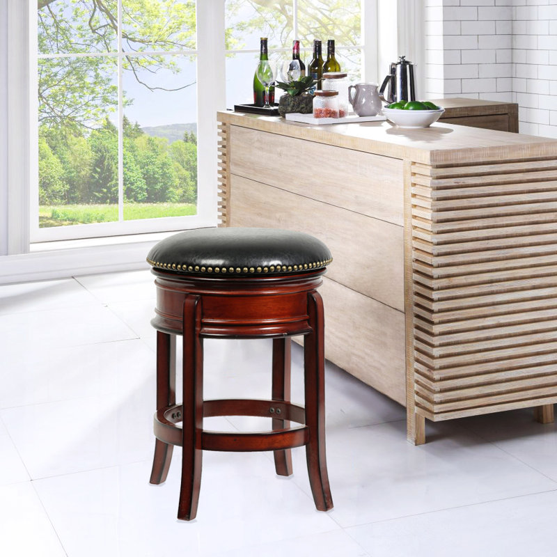Kingsford Swivel Upholstered Counter Stool with Solid Wood Frame, Brandy, Counter Stool (24" Seat Height)