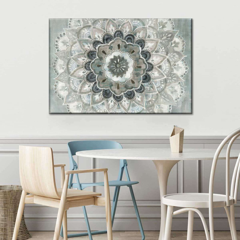 Mandala Sunburst Neutre, reproduction sur toile, H 8 po x l 12 po x P 1 po