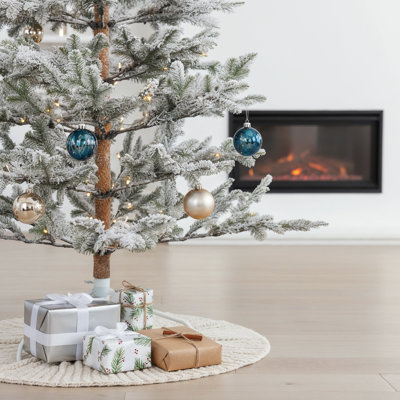 7.5' Pre-Lit Flocked Faux Alpine Balsam Tree, 780 Tips, 170 Warm White & Multicolor LED Lights, 10 Modes, Slim Artificial Christmas Tree