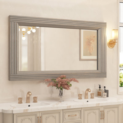 Miroir de salle de bain en bois massif