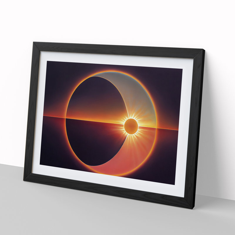 Abstract Sunset Sun Vol.4 - Single Picture Frame Print, 46cm H x 64cm W x 2cm D, Black Framed