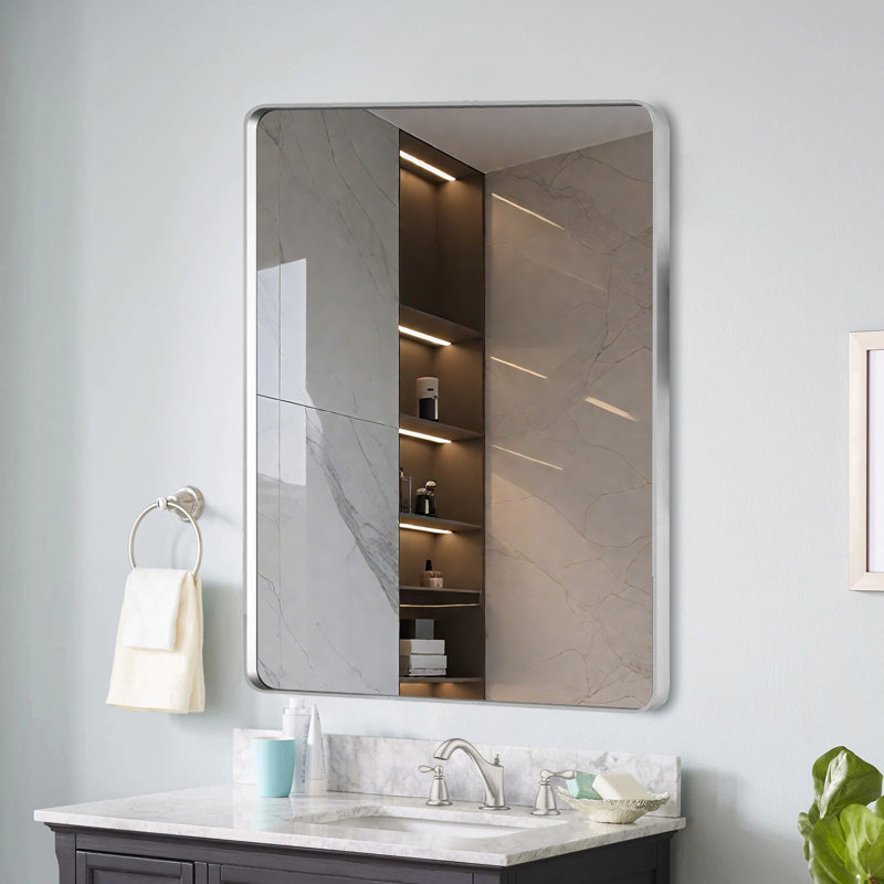 Miroir de salle de bain 40 po x 36 po, 36 po x 40 po, Blanc, Rectangulaire