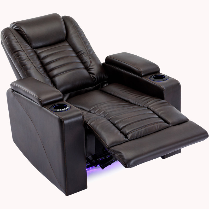 Fauteuil inclinable électrique Mykhajlo, Cuir polyuréthane brun