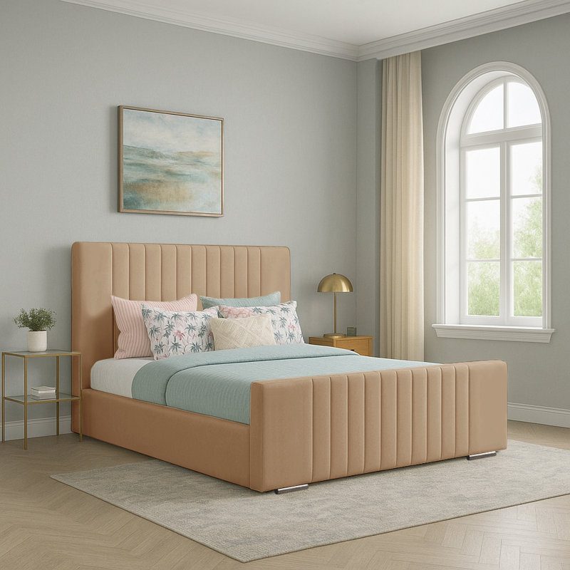Aerys Upholstered Bed, Small Double (4'), Beige