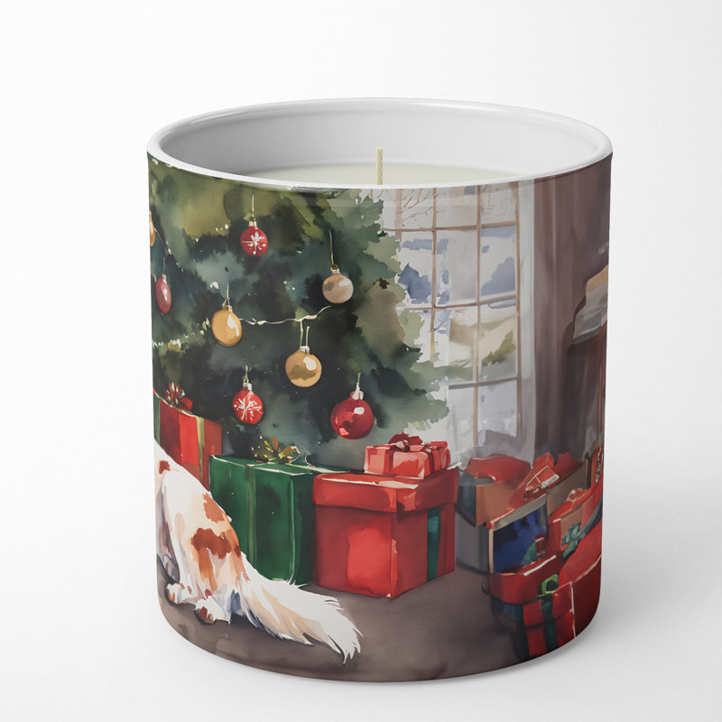 Bougie de Noël parfumée avec support en céramique