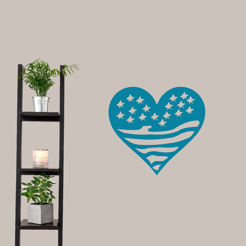 Décalcomanie murale drapeau cardiaque Jadiel, Bleu sarcelle