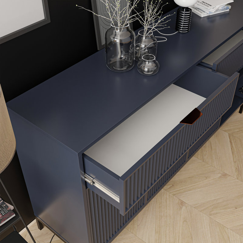 Belmin 165.3 cm W Chest of 2 Drawers, Blue indigo