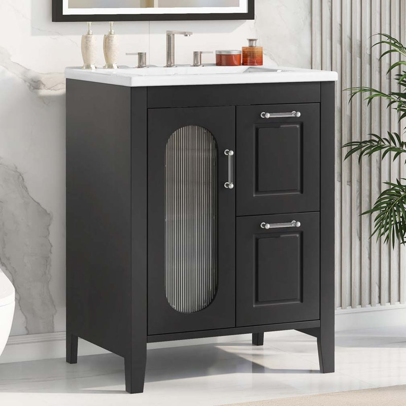 Meuble-lavabo 24 po avec lavabo, Noir