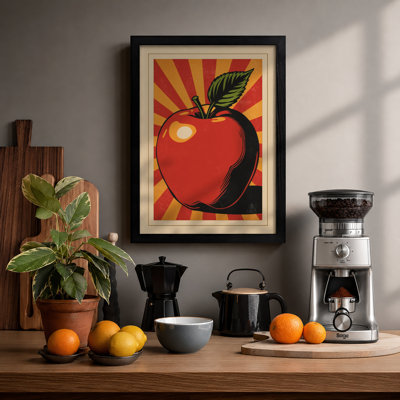 Apple in Sunburst Retro - Framed Print