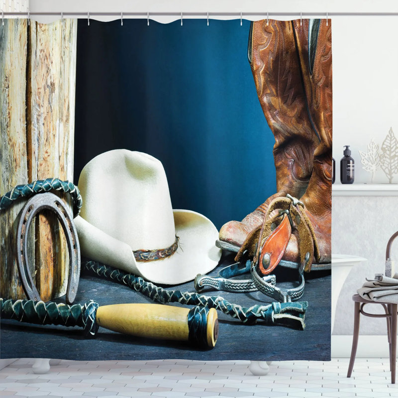 Western Shower Curtain with Hooks Included, 70" H x 69" W