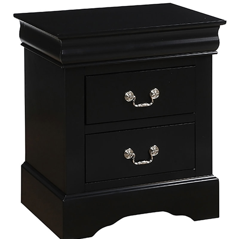Black 2-Drawer Nightstand