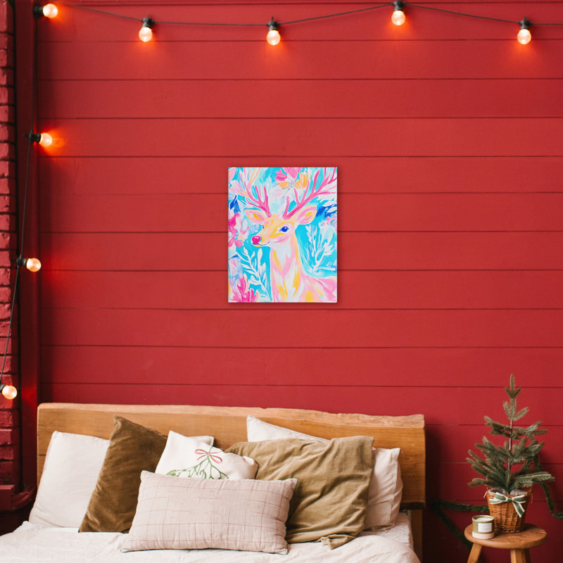Toile de chevreuil vif pastel, design par Arlington Prints, H 20 po x l 16 po