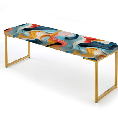 Eclectic Upholstered Gold Bench