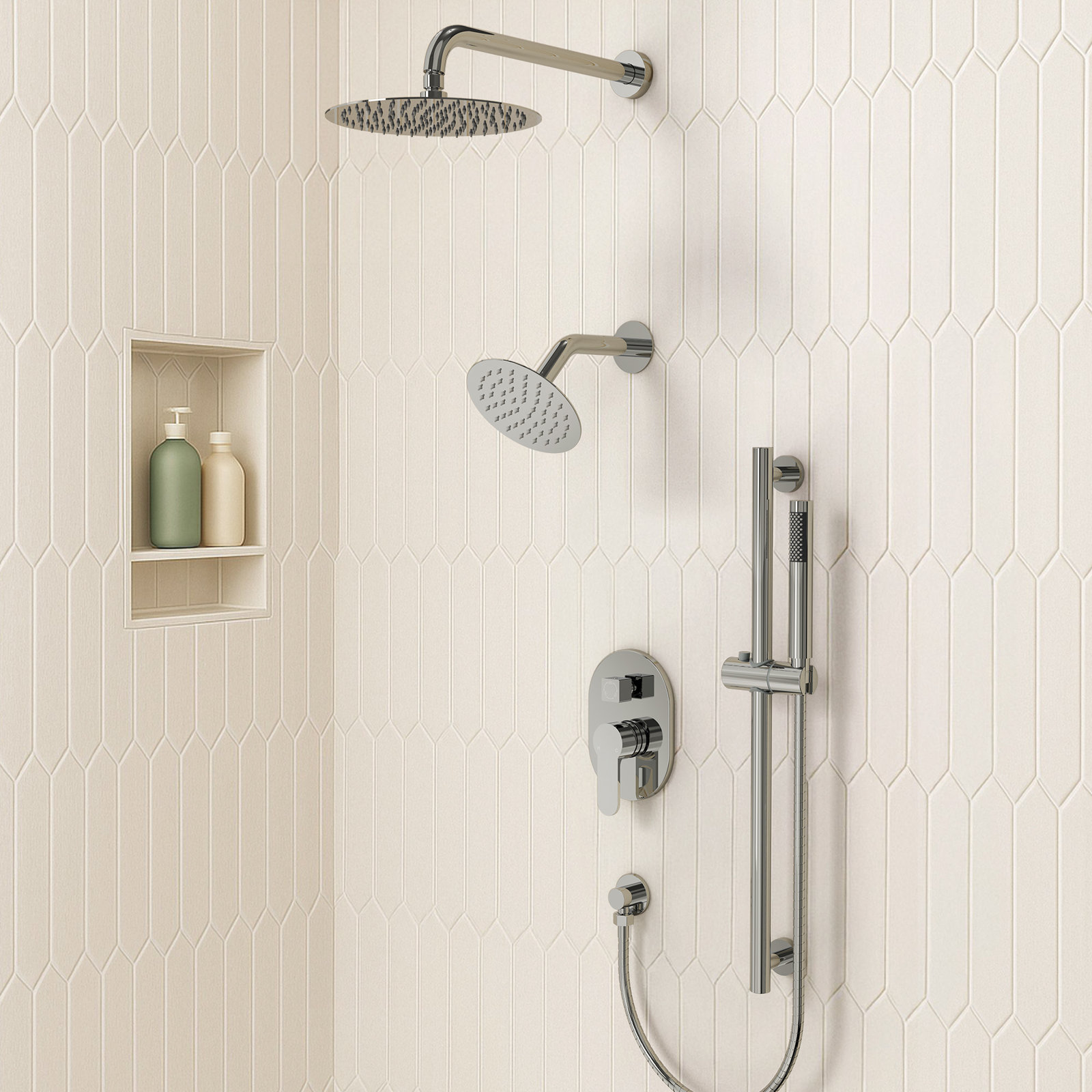 10" Dual Showerhead System with Handheld, Chrome