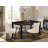 7 Piece Dining Room Table Set Consist of a Rectangle Wooden Table and 6 Light Beige Linen Fabric Upholstered Parson Chairs, Black-807230089-807230093-807230095