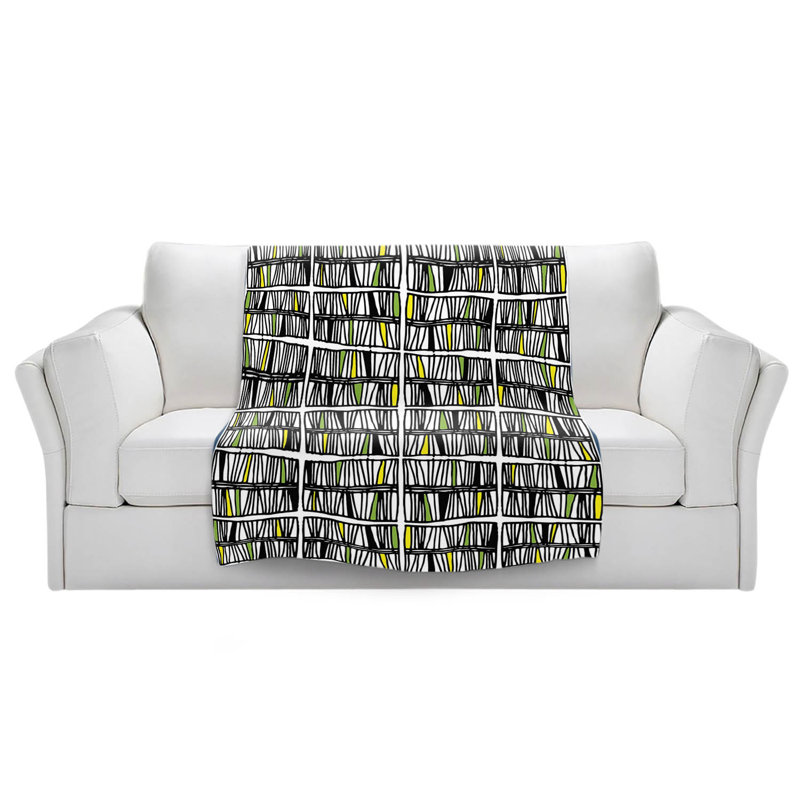 Jeté multi-rayures , Vert / Jaune / Noir, l 51 po x L 60 po