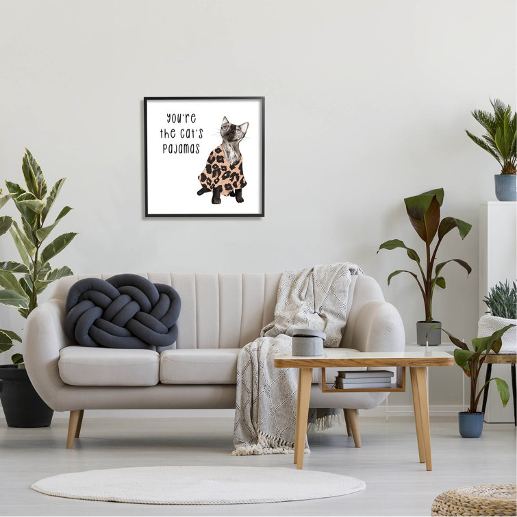 The Cat's Pajamas Humor Framed On Canvas by Lil' Rue Textual Art