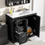 Meuble-lavabo de 36 po avec lavabo en céramique - structure en bois massif, 3 tiroirs à fermeture en douceur et 2 portes à fermeture en douceur, armoire de rangement autoportante avec poignées en métal-1869310204