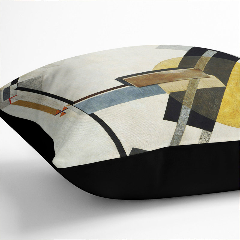 Proun 19D Square Throw Cushion, 55cm H x 55cm W x 20cm D, Black