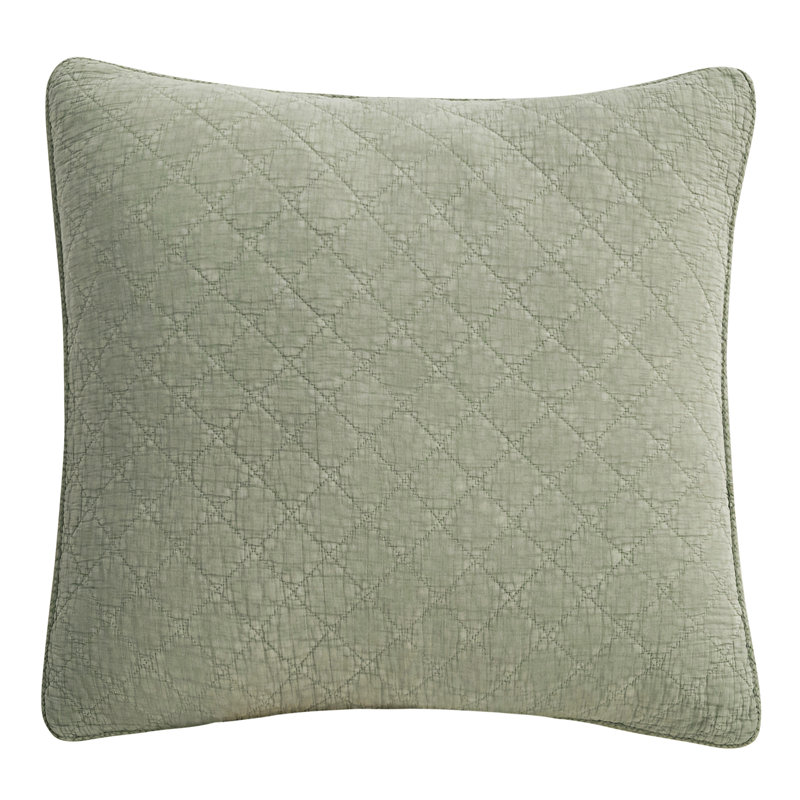 Stonewashed Cotton Gauze Solid Color Classic Casual Modern Rustic Pillow Sham, Standard/Twin, Celadon