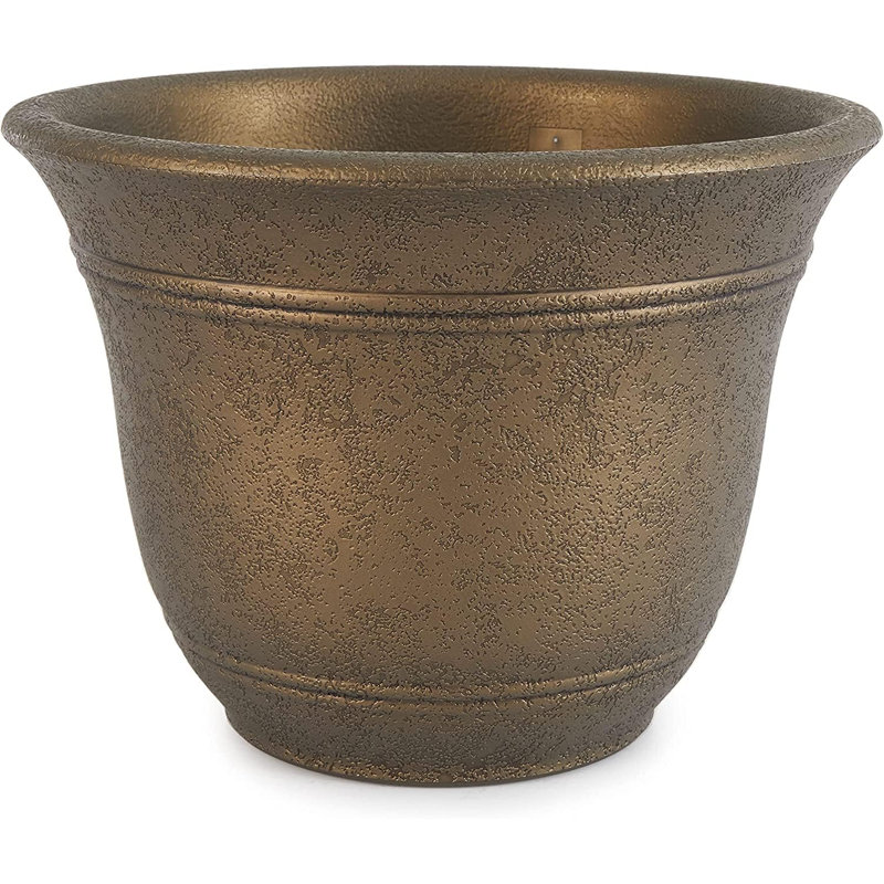 Ensemble de pots à fleurs en résine 3 pièces Knel, H 9,63 po x l 13 po x P 13 po, Bronze nordique