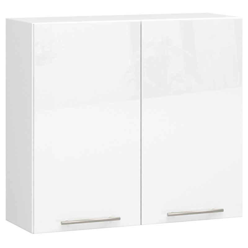 Oliwia kitchen wall -mounted cabinet in white, glossy white Base Unit, 72cm H x 80cm W x 30cm D
