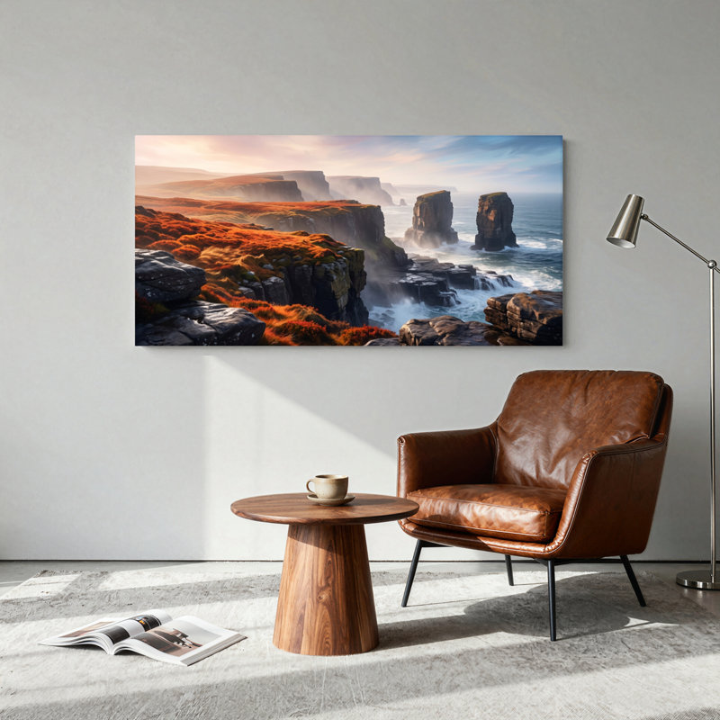 Ensemble de 1 tableau sur toile représentant des falaises côtières, L 32 po x H 16 po, Wrapped Canvas