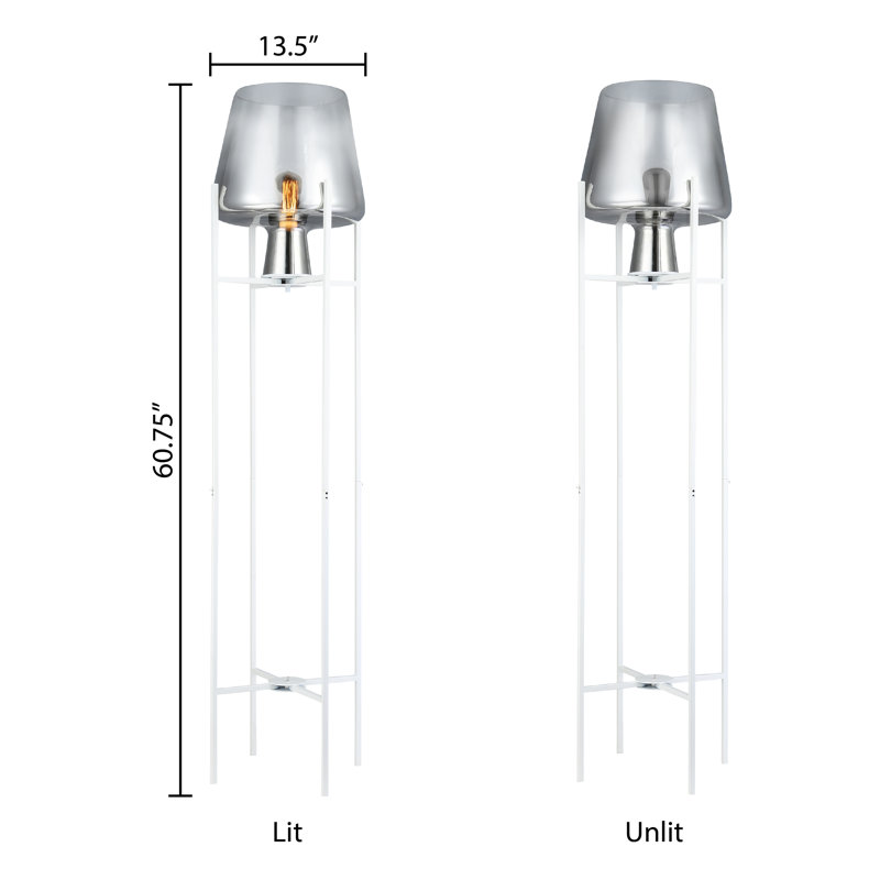 Lampe sur pied moderne 61 "H Nadia, Blanc, Argent