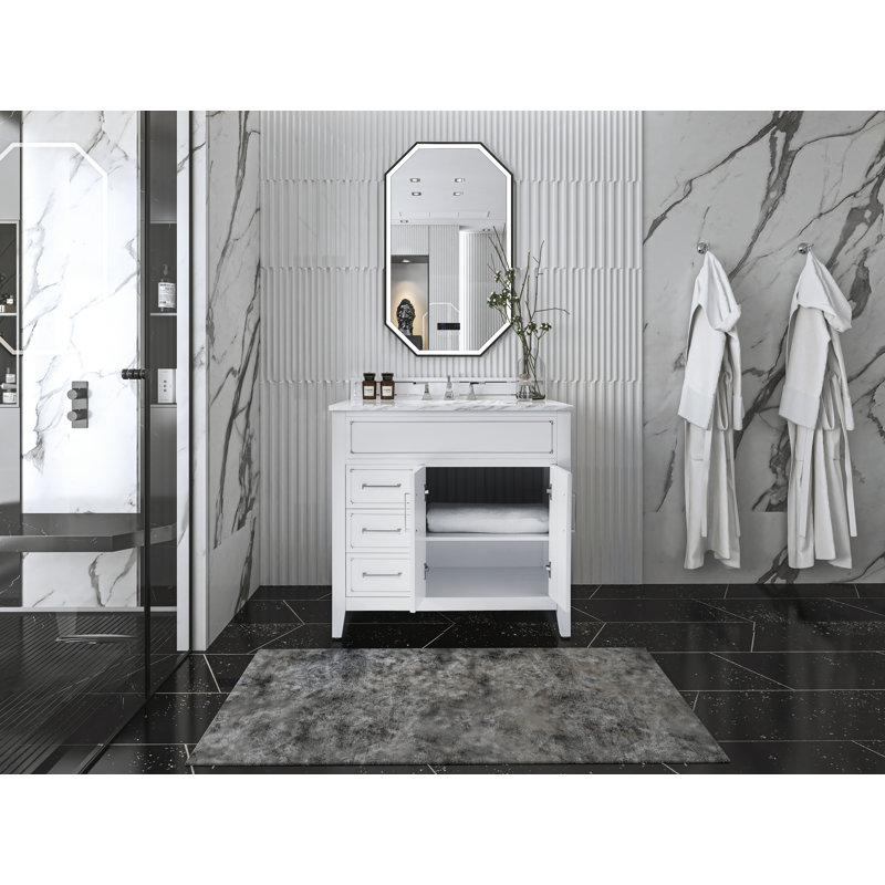 Aspen 36'' W Single Vanity, Black Onyx, Gold
