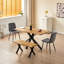 Wooden Dining Table with X-Shaped Iron Legs and 2 Grey Velvet Chairs Modern Dining Set (75cm)-1325610251