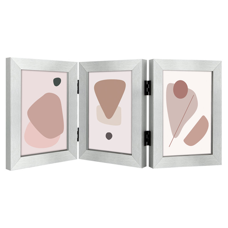 Silver Folding Hinged Picture Frame for Desktop Photo Display, 5" x 7"