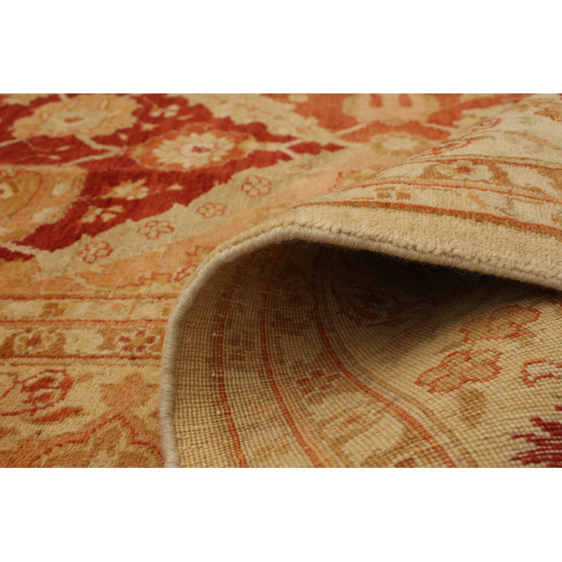 Tapis de bois one-of-kind-noué la 2010 ushak cuivre/crème/cuivre foncé 8 pi 2 po x 9 pi en laine de 10 po Vuslat