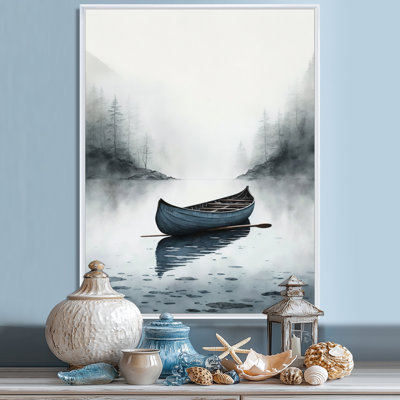 Canot sur le lac I - art mural grand bateau côtier
