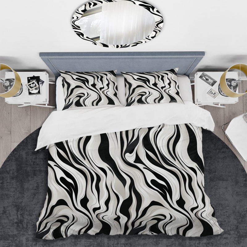 Minimalist Sophistication - Ensemble de housse de couette abstrait, Housse de couette pour très grand lit et 2 très