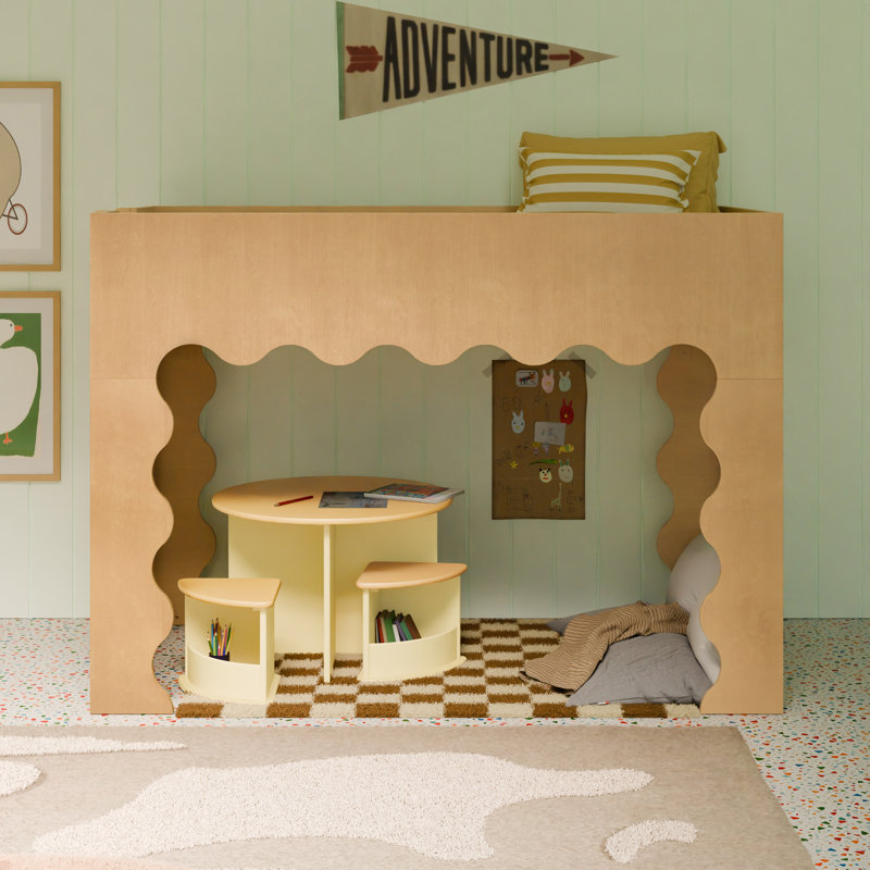 Lido Wave Convertible Low Loft Twin Bed, Honey