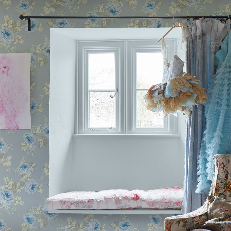 by Rachel Ashwell Royal Bouquet Floral 10m x 52cm Wallpaper Roll, Blue