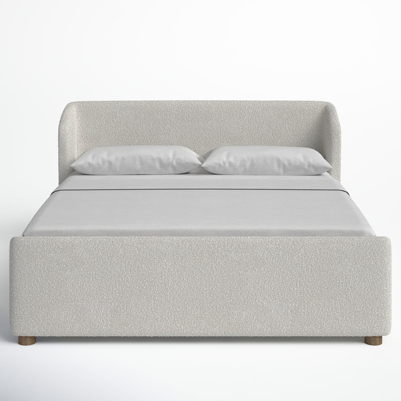 Kris Upholstered Platform Bed, White Boucle, Queen