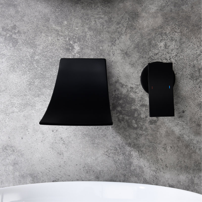 Matte Black Wall Mounted Bathroom Faucet, Broad Spout, Accurate Water Temperature And Flow Adjustment, Fits Sinks Baths Mount Widespread Faucet In Black, Spacious Precise Control Of Temperature, For