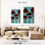 Harnek, fleurs turquoise et arbres rouges-108640837