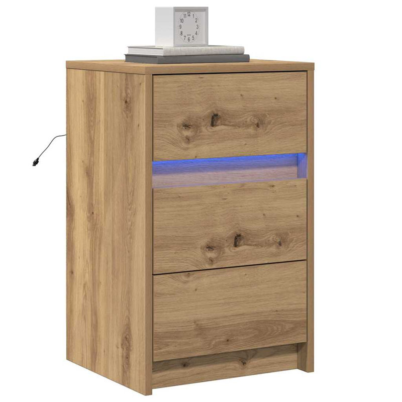 Bedside Cabinet 38 X 34 X 61 Cm Engineered Wood, Artisan Oak