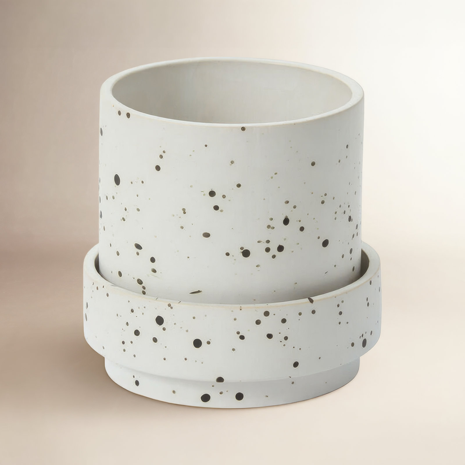 Bridgeway Pot with Saucer, 6" H x 6.25" W x 6.25" D