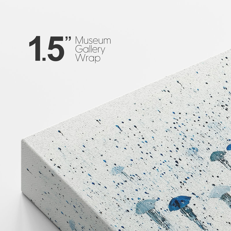 "Blue Umbrella Rain Scene Art", photos de salon, impression sur toile encadrée, H 24 po x l 36 po x P 1,5 po, Toile tendue